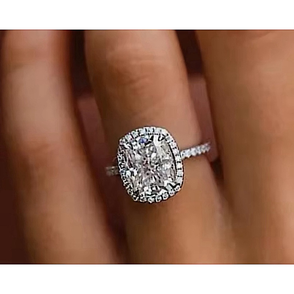 Women’s 6ct Cushion Cut Halo Simulated Diamond Engagement Ring | Size 6.5 NEW